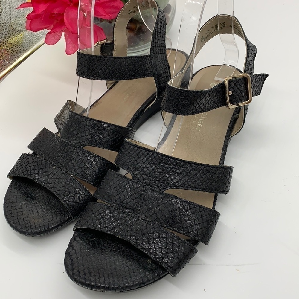 Naturalizer Black Kaye Snakeskin Sandal -Sz 9W. BSN0904A